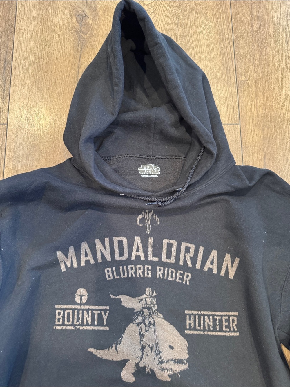 Star Wars Men's Black Mandalorian Blurrg Rider Zip-Up Hoodie Size Medium